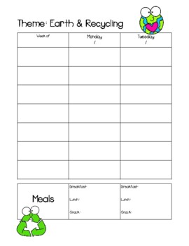 Preview of Preschool Planner Earth & Recycle Themed
