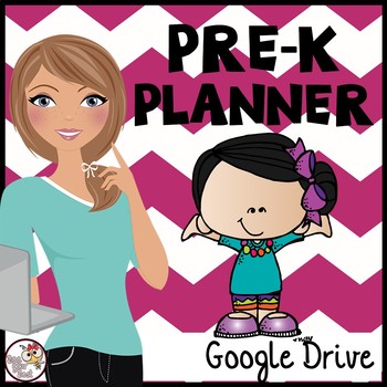 Preview of Preschool Planner for Google Drive with Melonheadz friends & chevron theme