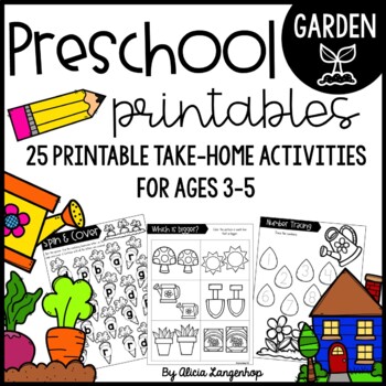 Preview of Preschool Plants and Gardens Theme Printable Worksheet Activities