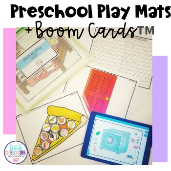 Preview of Preschool Play Mats + Boom Cards™ for Speech Therapy