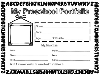 Preview of Preschool Portfolio Cover
