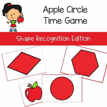 Preview of Preschool Shape Recognition Circle Time Game - Hide & Seek  - Apple Theme