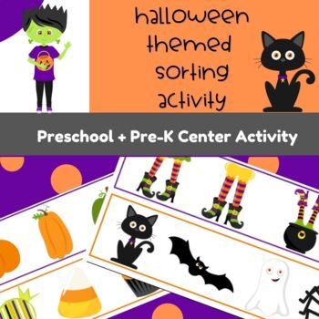 Preview of Preschool Pre-K Math Center Activity Sorting - Halloween Theme
