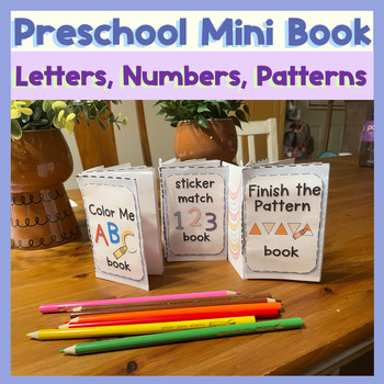 Preview of Preschool Pre-K Mini Book Alphabet Letters, Numbers, and Patterns
