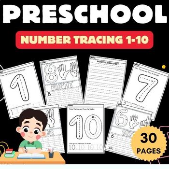 Preview of Preschool | Pre-K Morning Work | Math Worksheets: Trace Numbers From 1 to 10