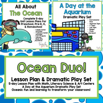 Preview of Preschool & Pre-K Ocean Lesson Plan & Aquarium Dramatic Play Bundle!