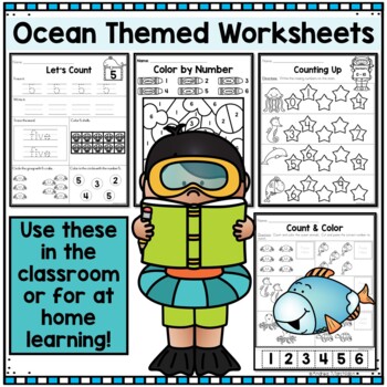 Ocean Theme Preschool Worksheets by Andrea Marchildon | TpT