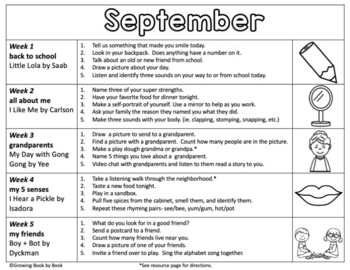 Preschool/PreK Book Based Activity Calendars by Growing Book by Book