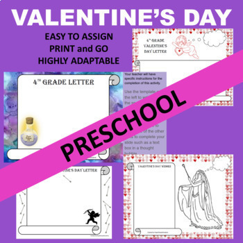 Preview of Preschool PreK GOOGLE Valentine's Day Writing Activity Templates