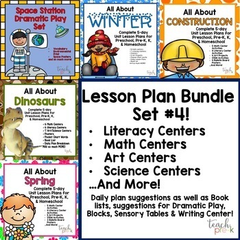Preview of Preschool, PreK, K & Homeschool Lesson Plans Bundle: Set #4