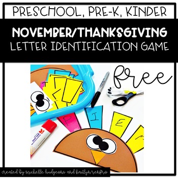 Preview of Preschool, PreK, Kindergarten Thanksgiving November Turkey Name Craft FREE
