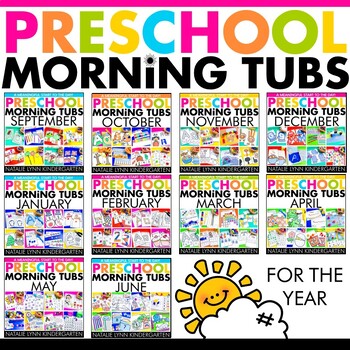 Preview of Preschool + PreK Morning Tubs for the Year Morning Work Bins Bundle