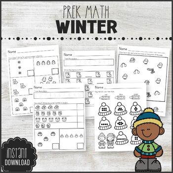 Preview of Preschool Printable Winter Worksheets - Math Worksheets - Counting Numbers 1-10