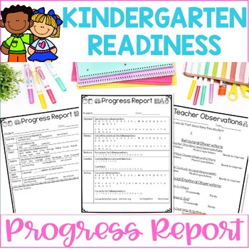 Preview of Preschool Progress Report Card Kindergarten Report Card Kindergarten Readiness