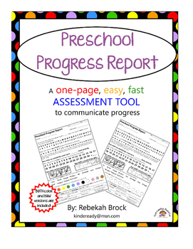 Preview of Preschool Progress Report:  One Page FAST and EASY Communication Tool