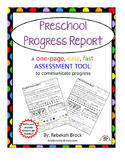 Preschool Progress Report:  One Page FAST and EASY Communi