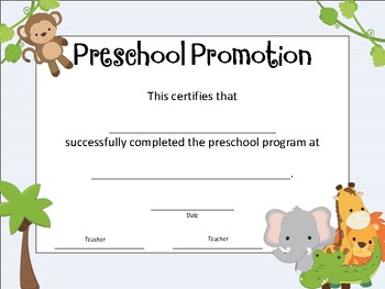 Preschool Promotion Certificate by Taylor Tots TpT