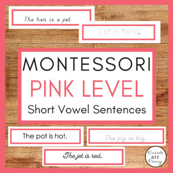 Preview of Preschool CVC - Reading & Writing Activity - Montessori - Pink Level - Sentences