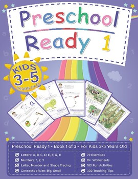 Preview of Preschool Ready - Activity Workbook #1 - Learn To Read And Write - Kids 3-5 Yrs