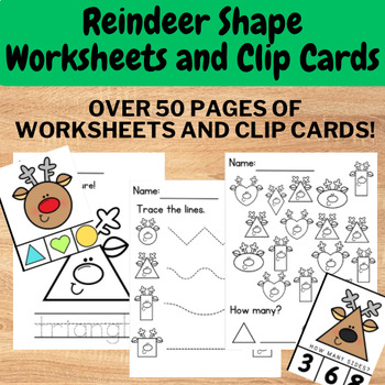 Preview of Preschool Reindeer Shapes Activity Pages - Shape Christmas Activity
