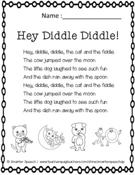Preschool Rhymes - Speech and Language Bundle by SmarterSpeechSLP