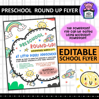 Preview of Preschool Round Up Flyer | Editable Preschool Poster Template | Registration