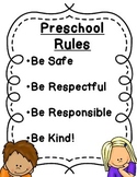 Preschool Rules Reviewing Expectations First Week of Schoo