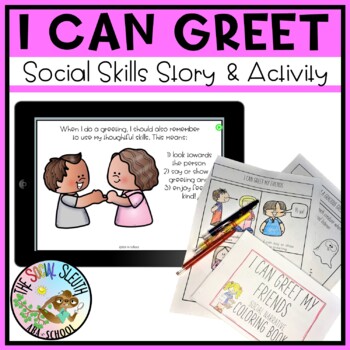 Preview of Preschool Social Skills Story and Activity I CAN GREET | Social Emotional