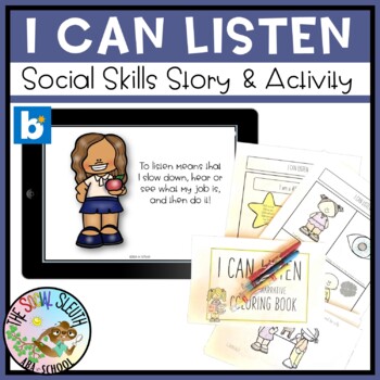 Preview of Preschool Social Skills Story and Activity I CAN LISTEN | Social Emotional