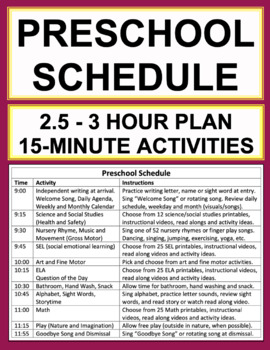 Preview of Preschool Schedule
