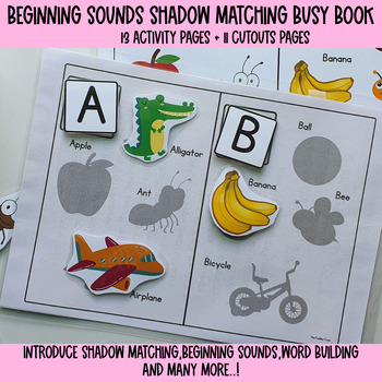 Preview of Preschool Shadow matching Beginning sounds activity,Toddler learning busy binder