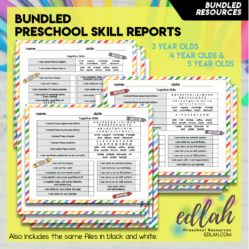 Preview of Preschool Skill Report Bundle