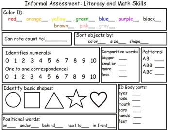 Preview of Preschool Skills Assessment