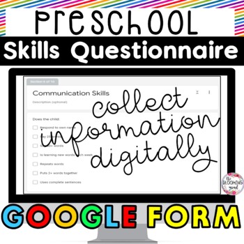 Preview of Preschool Skills Data Collection Google Form