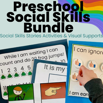 Preview of Preschool Social Skill Bundle Social Skill Stories Autism Visual Supports &More!
