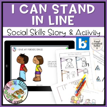 Preview of Preschool Social Skills Story and Activity I CAN STAND IN LINE Social Emotional