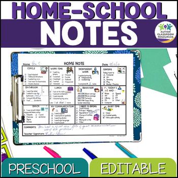 Preschool Special Education Home-School Communication Notes: Editable Included