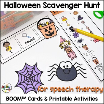 Preview of Preschool Speech Therapy Halloween BOOM Cards Printable Activities