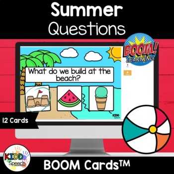 Preschool Speech Therapy Summer BOOM Cards Questions by Kidd Speech