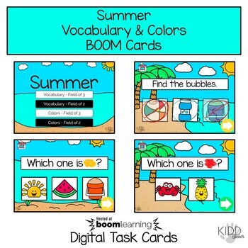 Preschool Speech Therapy Summer BOOM Cards Vocabulary Colors by Kidd Speech