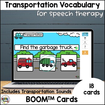 Preview of Preschool Speech Therapy Transportation BOOM Cards Vocabulary