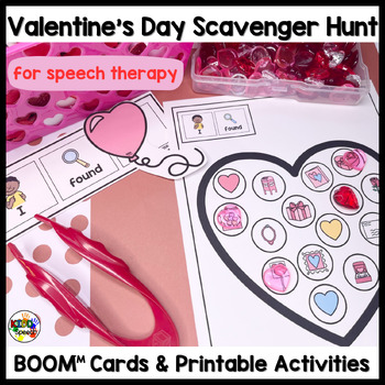 Preview of Preschool Speech Therapy Valentine's Day BOOM Cards Printable Activities