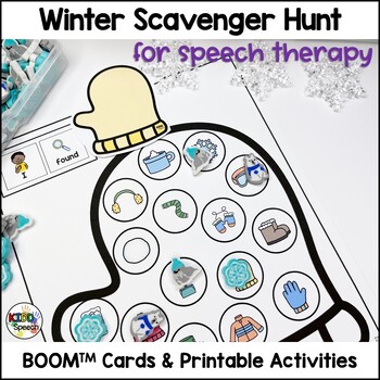 Preview of Preschool Speech Therapy Winter BOOM Cards Printable Activities Scavenger Hunt