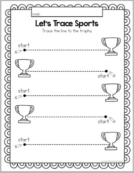 preschool sports theme tracing worksheets trace handwriting warm ups baseball