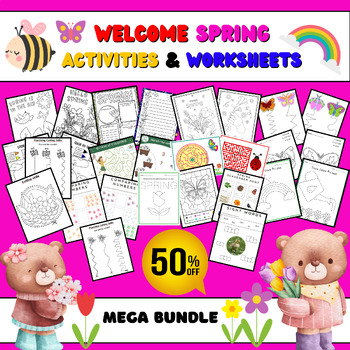 Preview of Preschool Spring Activities & Worksheets: Coloring, Cutting, Tracing, Games..