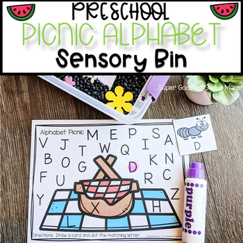 Preview of Preschool Spring Alphabet Center- Picnic Sensory Bin