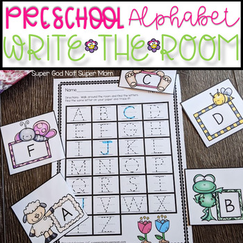 Preview of Preschool Spring Alphabet Write the Room Center