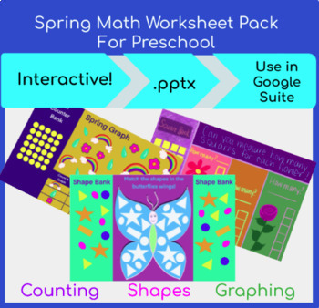 Preview of Preschool Spring Math Worksheet Pack
