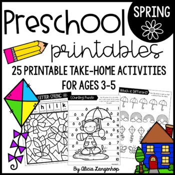 Preview of Preschool Spring Theme Printable Worksheet Activities