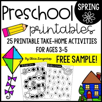 Preview of Preschool Spring Theme Printable Worksheet Activities FREE SAMPLE